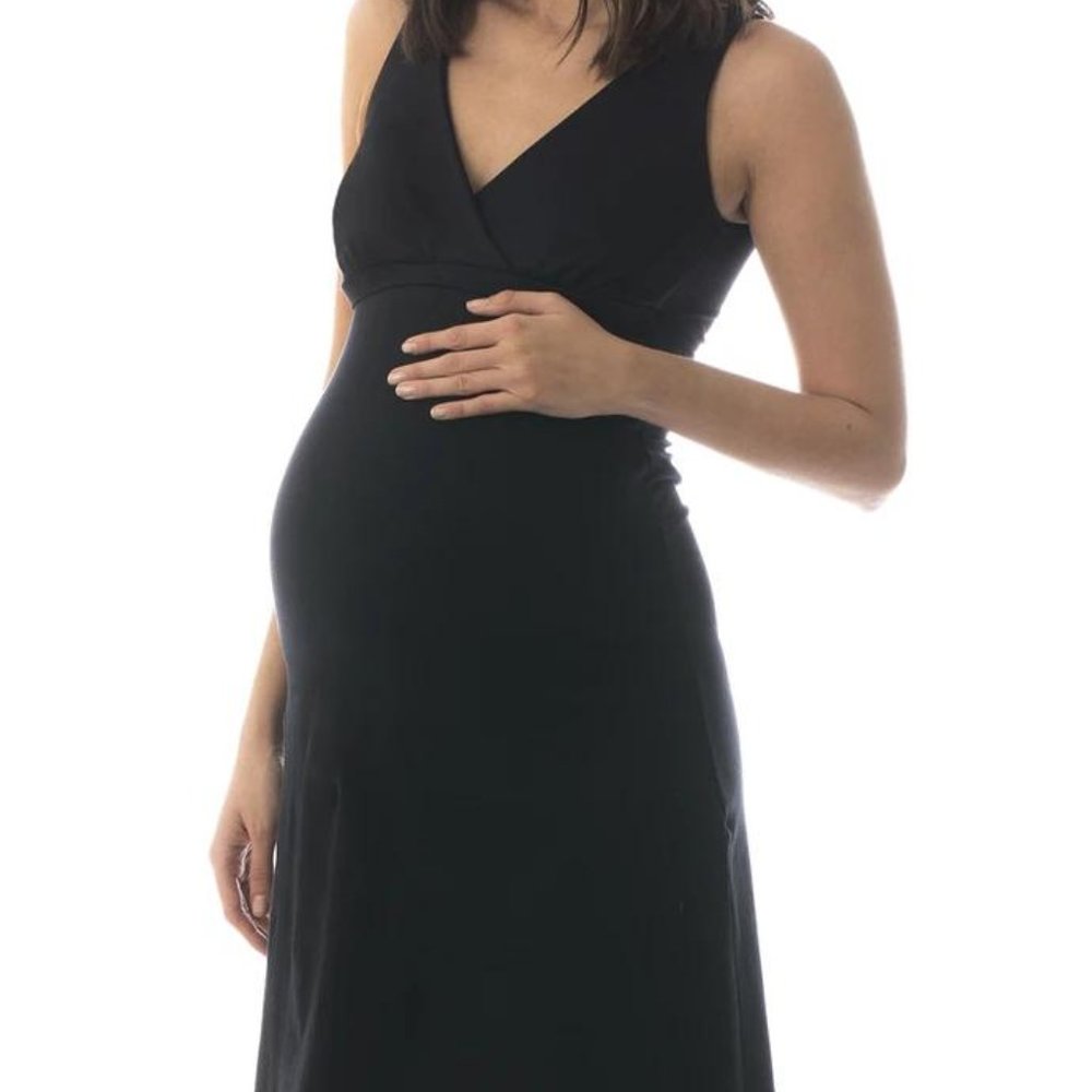 Majamas Black Maternity Nursing Cap Sleeve Dress